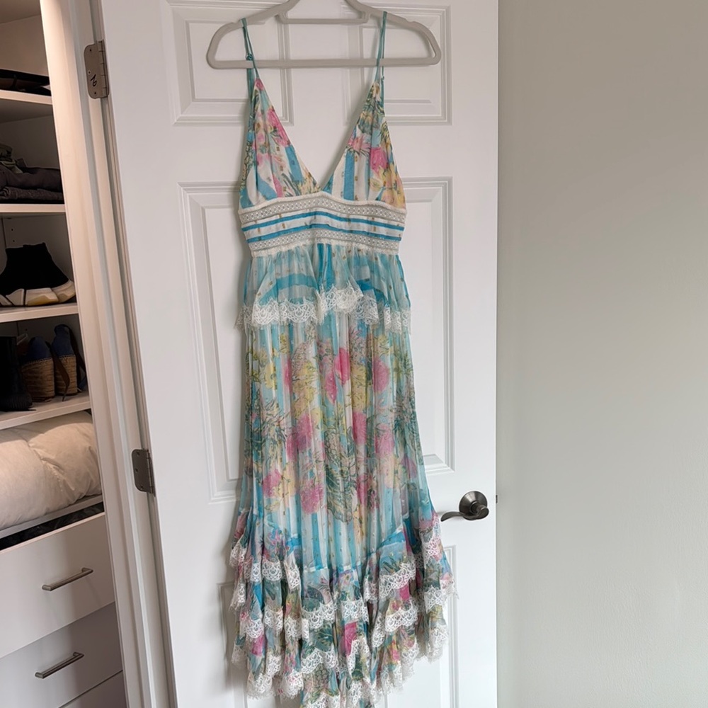 Floral Maxi Dress with Lace Trim